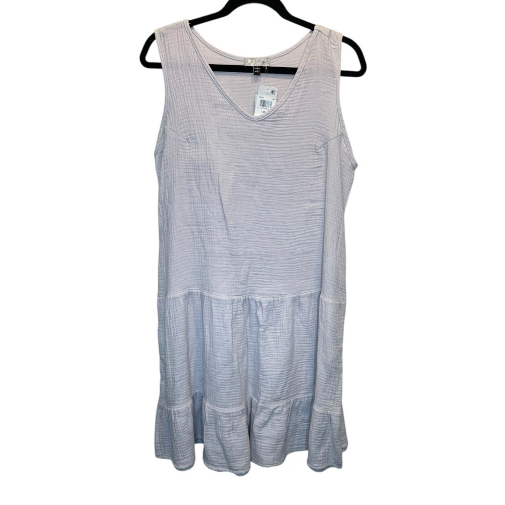 J Valdi Cotton Tiered Ruffled Swim Cover-up Dress Lavender Large New